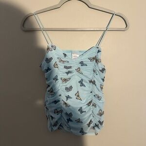 Butterfly Print Blue Women's Top 🦋